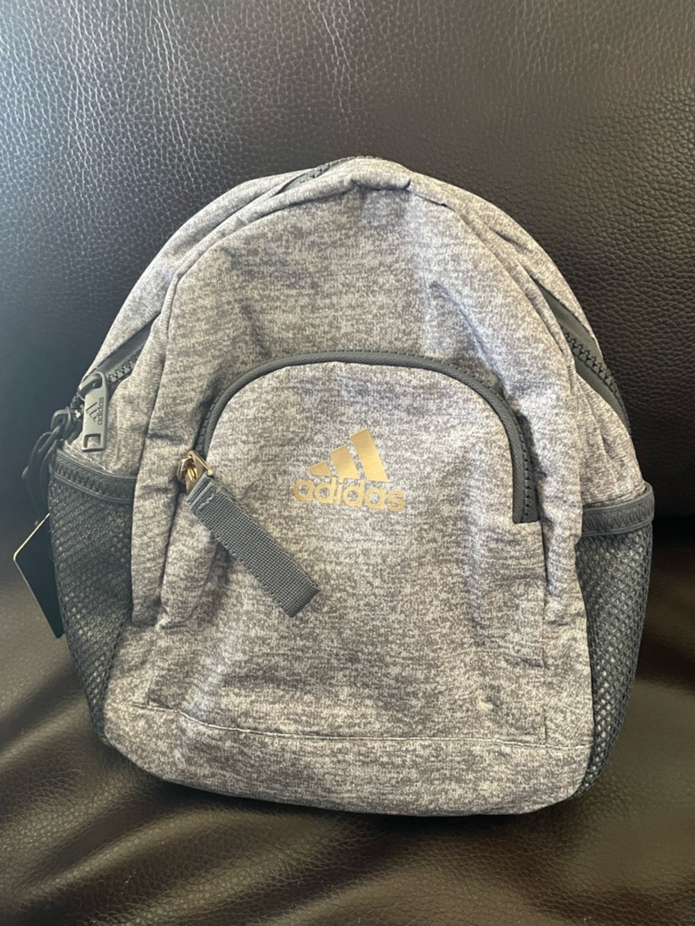 adidas Heather Gray Mini Backpack with Gold Logo